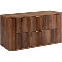 Meuble de Salle de Bain - 100 cm - Noyer - Design Moderne - Fronts Rainurés et Douces Fermetures