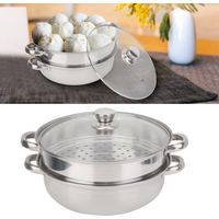 Casserole vapeur inox 27 cm avec double fond et panier cuisson vapeur