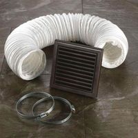 HiB Brown Fixed Grille 3m Flexible Ducting Extractor Fan Accessory Kit with Hose Clamps - 32500