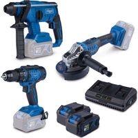 Akku-Werkzeugset 3-teilig 20V 2x4ah Akkus + Doppelladegerat Scheppach BPS100