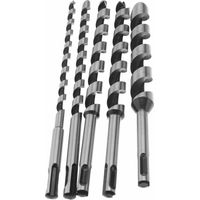 Set di 5 punte elicoidali con attacco SDS Plus per lavorazione del legno 230 mm 6/10/14/18/20 mm