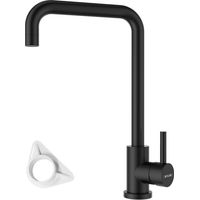 BLYLUND Black Kitchen Mixer Tap, Stainless Steel Kitchen Tap with Pull Out Spray 360°Swivel Single Handle Sink Taps 1 Hole with Rectangle L-Shaped Kitchen Faucet