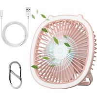 HONORNIC - Ventilateur portable, silencieux, trois vitesses de ventilation, mini ventilateur avec changement de lumière progressif