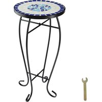Table de balcon en Acier mosaïque et ciment 30x30x615cm blanc/bleu