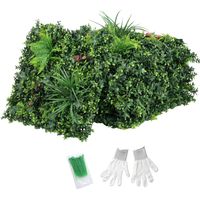 Set de 6 Setos Artificiales Ocultación Jardín 50x50 cm Tipo Milán Fácil Montaje Anti-UV para Terraza Balcón Verde