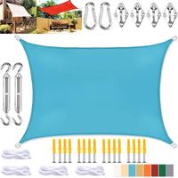 Voile d'ombrage rectangulaire, toile imperméable avec protection UV et kit de fixation, pour terrasse et jardin, bleu lac, 3 x 3 m