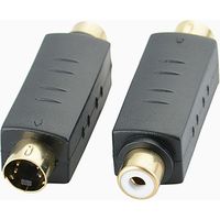 Gold-plated RCA female to S-Video male extension connector for video transmission cable, 4-conductor S-Video AV adapter male to female