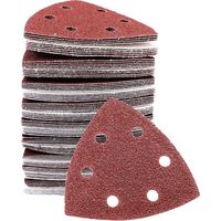 AIDUCHO 100 Pieces Feuilles Abrasives, Papier De Verre, 6 Trous Tampons De Ponçage, Feuilles De Ponçage, Papier De Ponçage, Disques De Ponçage Grains Assortis 60/80/100/120/240 Pour Le Ponçage Et Le P
