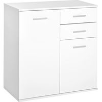 Mueble Auxiliar de Salón Aparador Estrecho con Puertas y Cajones 71x35x76cm Blanco