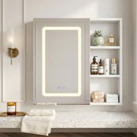 Armoire Miroir de Salle de Bain avec LED - Étagères Réglables et Rangement Polyvalent pour Salle de Bain, Anti-buée, Salon et Chambre - 60x60 cm