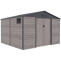 Casetta Metallica Gardiun Surrey 10,85 m2 Esterno 340x319x226 cm in Acciaio con Finestra Laterale e Effetto Legno Venato