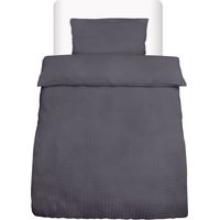 2pcs Seersucker linge de lit 135x200cm oreiller 40x80cm anthracite