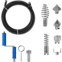 Deboucheur Canalisation 5m Diamètre 12 mm,Professionnel Furet Déboucheur Toilette,Avec 8 Pièces Furet Dragage Plomberie Adaptateurs éLectriques