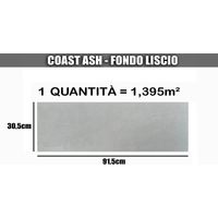 Coast ash piastrella in pasta bianca liscio 30,5×91,5 cm pacco mq. 1,395