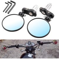 Motorcycle rearview mirror 7/8" (22 mm) round bar end mirror, foldable, convex, for Harley Davidson, Honda, Kawasaki, Suzuki, Triumph, Yamaha and Indian