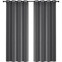 Festnight 2PCS 225140cm Solid Color Curtains Polyester Fiber Grommet Light Filtering Casual Texture-Dark Grey 265x14cm-