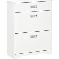 Scarpiera Moderna , 2 Cassetti con Mensola Regolabile per 16 Scarpe e Cassetto Piccolo, 70x29x92cm, Bianco