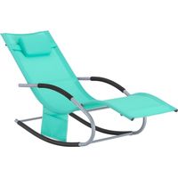 SoBuy Sonnenliege Gartenliege wetterfest Liegestuhl Schaukelstuhl mit Kopfkissen Relaxliege Schaukelliege Strandliege Outdoor Terrasse Balkon Camping bis 150 kg Helltürkis Gartenmöbel OGS28-TB
