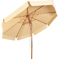 GOPLUS 3M Parasol de Jardin Octogonale,Parasol de Balcon Inclinable,Hauteru 2,45M, avec Baleines de Parapluie en Bois,Anti-UV,Beige