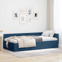 vidaXL Cadre de lit d'angle avec tête de lit Bleu 90 cm x 190 cm tissu