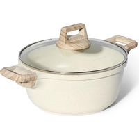 Granite Nonstick Casserole Pot, 24 Cm, Glass Lid, Beige