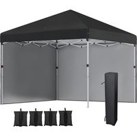 Tonnelle pliante 3x3 m Barnum de jardin avec 2 parois latérales hauteur réglable Noir - PANGIVO