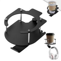 Soporte giratorio de 360° para botellas, portavasos de escritorio desmontable, soporte para auriculares de juegos, portavasos con clip antivuelco para la oficina o el hogar.