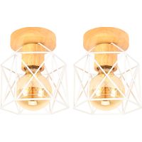 (2PCS) Plafonnier Moderne Lampe De Plafond Vintage Luminaire Plafonnier Rétro Abat-Jour Cage En Métal Pour Café Couloir Chambre Cuisine Salon Blanc