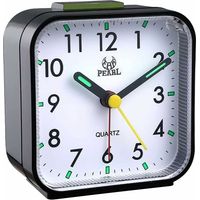 Réveil de voyage analogique ultra silencieux avec veilleuse, fonction snooze, fonctionne sur piles pour une utilisation dans la chambre ou sur le bureau (noir)