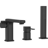 Robinet 3 Trous Noir Poignée Douche Mitigeur Salle De Bain Faible Encombrement