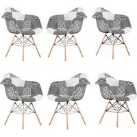 Set aus 1/2/4/6 Chrono Patchwork Eiffel Esszimmerstuhl – 6er-Set – Mehrfarbig