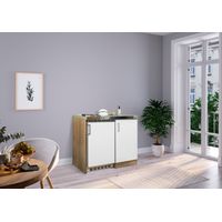Küche Miniküche Singleküche Küchenzeile Pantry Eiche Weiß Levin 100 cm Respekta