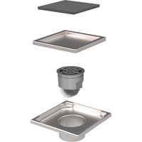 Duschrinne Edelstahl Bodenablauf Duschablau flach + Siphon für Bad 110x110mm Anthrazit