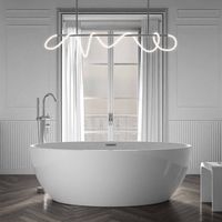 BERNSTEIN - Baignoire îlot acrylique ovale Moderne - 175x100x55cm - Garantie 5 ans - DESTINO Avec siphon et robinet mitigeur 1523C