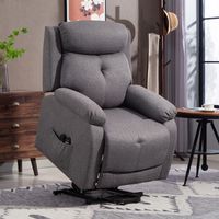 Poltrona elettrica con funzione massaggio e riscaldamento, reclinabile, con porte USB e poggiapiedi, dimensioni 86x94x105 cm, colore grigio.