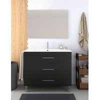 Set da bagno Ribera 3 cassetti - 7 colori diversi - 15 misure - Include mobili, lavabo e specchio - Rovere Sinatra 70x45Cm