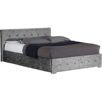 4ft6 Crushed Velvet Ottoman Bed Frame in Silver
