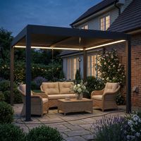 Pergola 3x3 m avec toit en aluminium, éclairage LED, télécommande et lames orientables