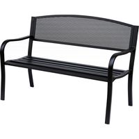 Outsunny – Banc de jardin en métal époxy anticorrosion – Dimensions 127x60x87cm – Assise profonde et dossier ergonomique – Charge max. 240kg