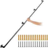 VEVOR Rampe Escalier Murale 3 m Main Courante Acier Carbone Garde-Corps Metal Capacite Charge 200 kg/Tube Rambarde en 3 Tubes 32 mm 4 Supports Muraux pour Enfants Personnes Âgees Interieur Exterieur