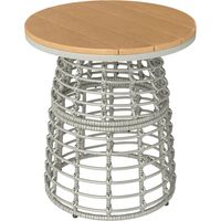 Table extérieur ronde résine rotin acier plateau composite Ø45 x 50 cm gris