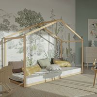 Le Quai Des Affaires – Lit cabane 90x190 en bois de hêtre – Sommier à 12 lattes inclus – Hauteur 149 cm – Pour chambre enfant