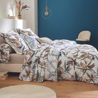 Housse de couette aux fleurs exubérantes Blanc 260x240 cm