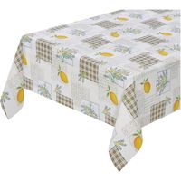 Tovaglia Cucina Antimacchia Limone Plastificata Effetto Tessuto Retro Felpato 100% Made In Italy - 140x240 cm