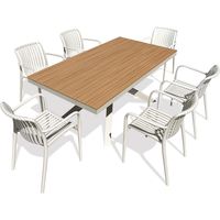 LAMU - Conjunto de comedor de jardín de aluminio para 6 personas - Gris topo - DCB GARDEN