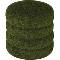 Tabouret, rond, Teddyfleece, Jusqu'à 120kg, Φ40x45H cm, Vert