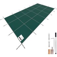 Mophorn Copertura di sicurezza per piscina,adatta per piscine interrate rettangolari da 20x40 piedi, copertura solida in rete con fori di drenaggio per la sicurezza invernale, verde per piscine