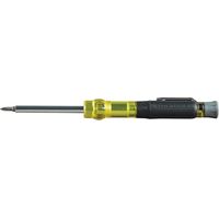 Klein Tools 32613 Cacciavite di precisione, HVAC 3 in 1 Cacciavite tascabile con punta Schrader, giallo/nero
