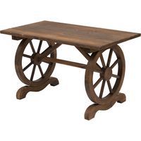 Table jardin abeto patas rueda 110x60x65 cm carbonizado