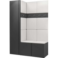 Conjunto para recibidor Pinis IX, Cuero ecológico Soft 017, 186x124x46cm, Cuero ecológico, Aglomerado laminado, Montada en la pared, Colocada